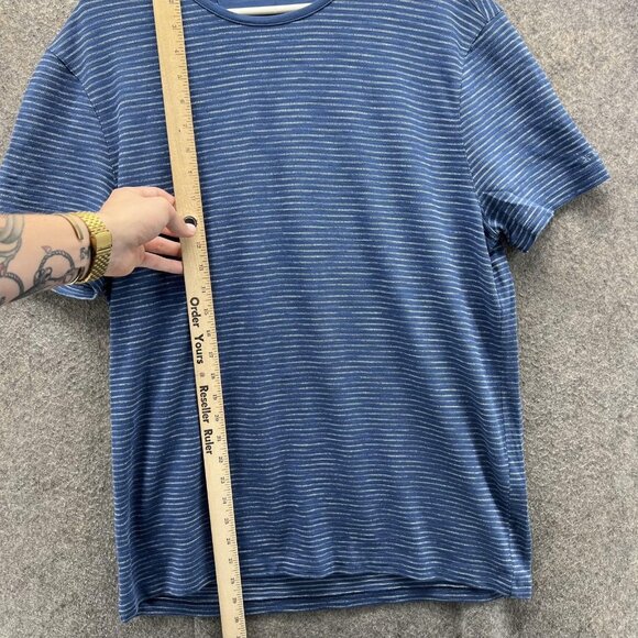 John Varvatos Shirt Mens Large Blue Stripe Crewneck Soft Knit Casual Tee - Picture 9 of 10
